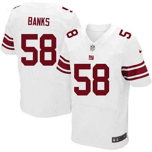 Men's Elite Carl Banks Nike Jersey White Road - #58 NFL New York Giants